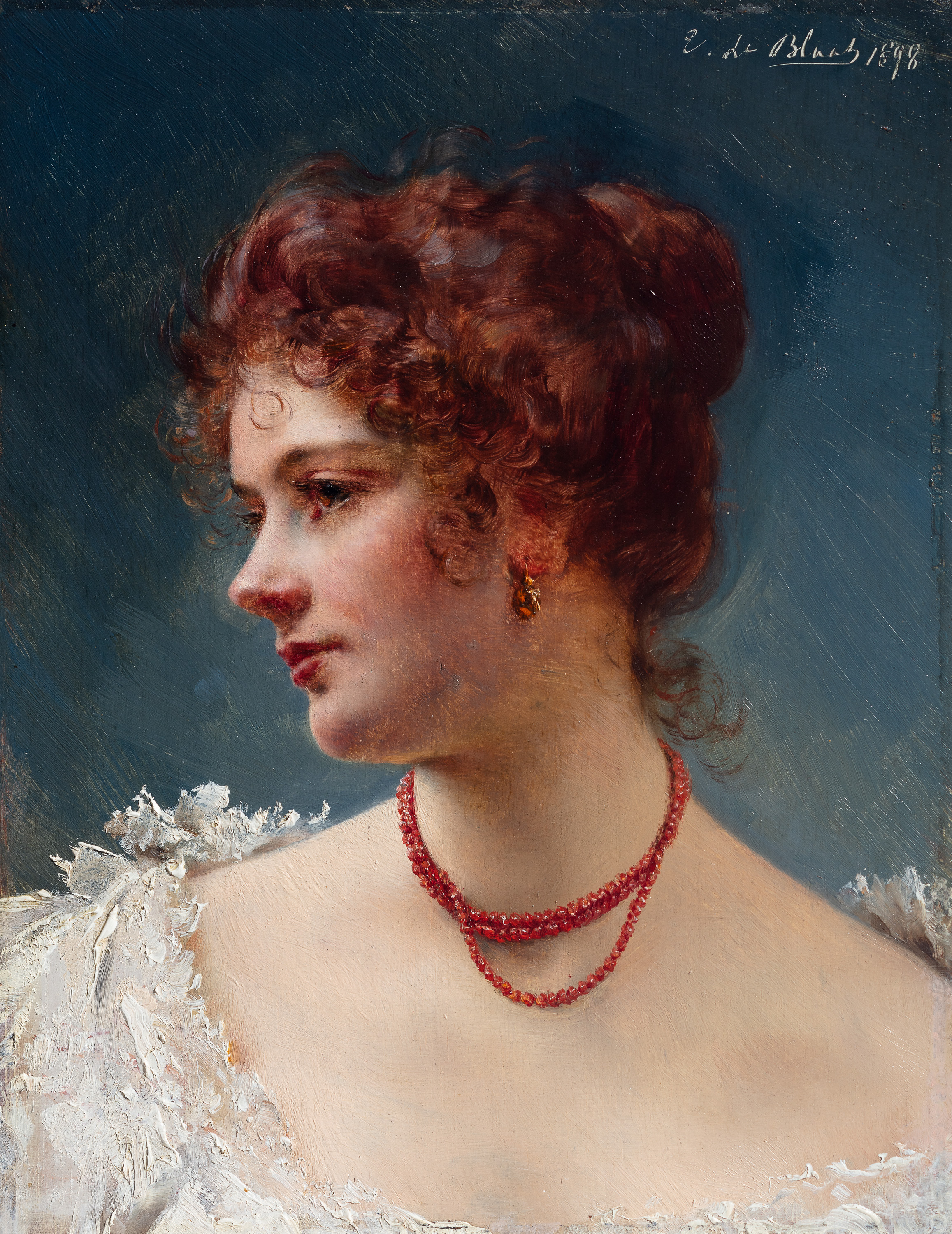 Painting: Eugen von Blaas, Portrait einer Schönen (Portrait of a beautiful woman), 1898