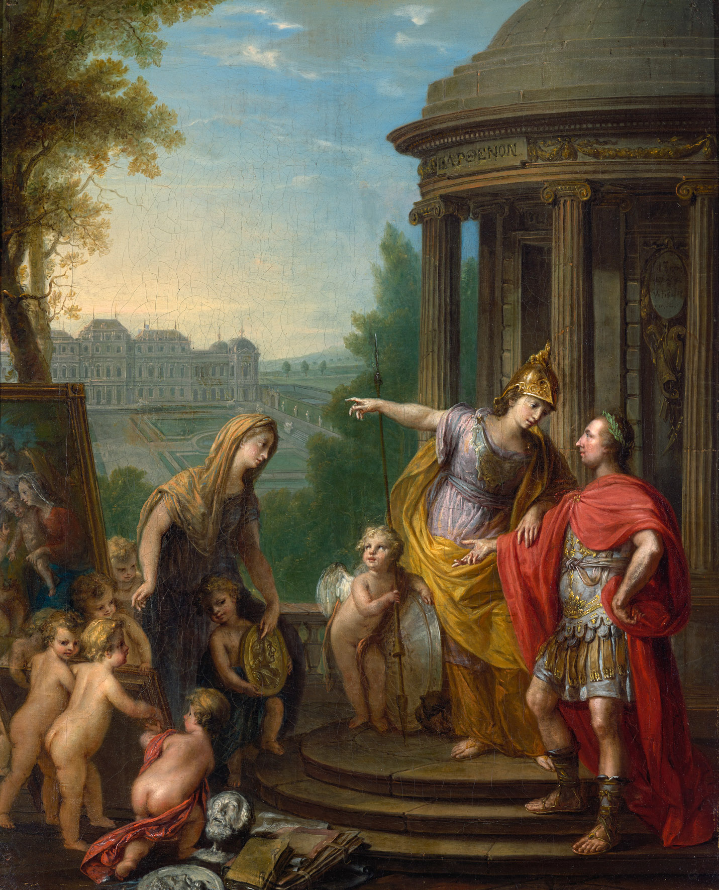 Vinzenz Fischer: Allegorie auf die Übertragung der kaiserlichen Galerie in das Belvedere, 1781