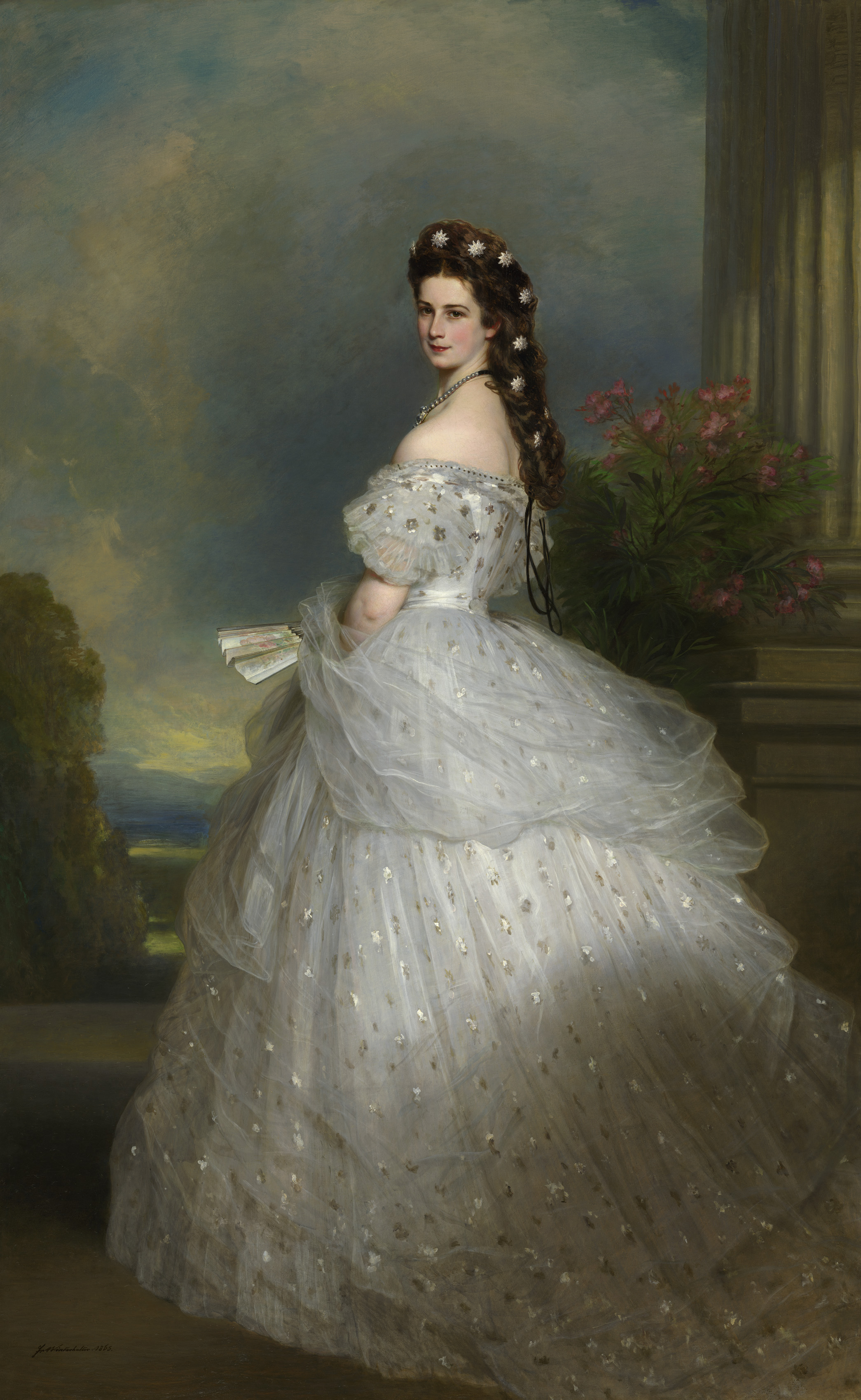 Empress Elisabeth in a ball gown with diamond-studded stars in her hair, oil on canvas, Franz Xaver Winterhalter, 1865