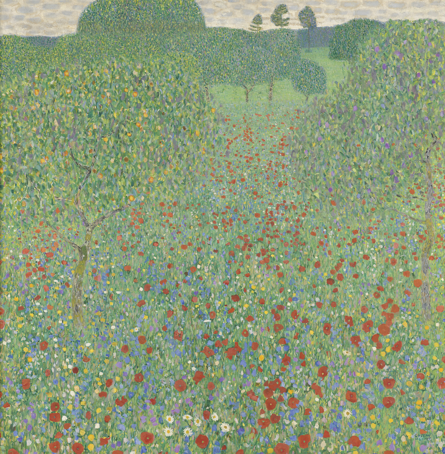 Painting by Gustav Klimt, Field of Poppies (1907)
