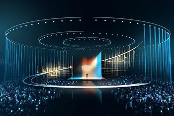 Rendering des Stage Designs des ESC 2026 in Wien