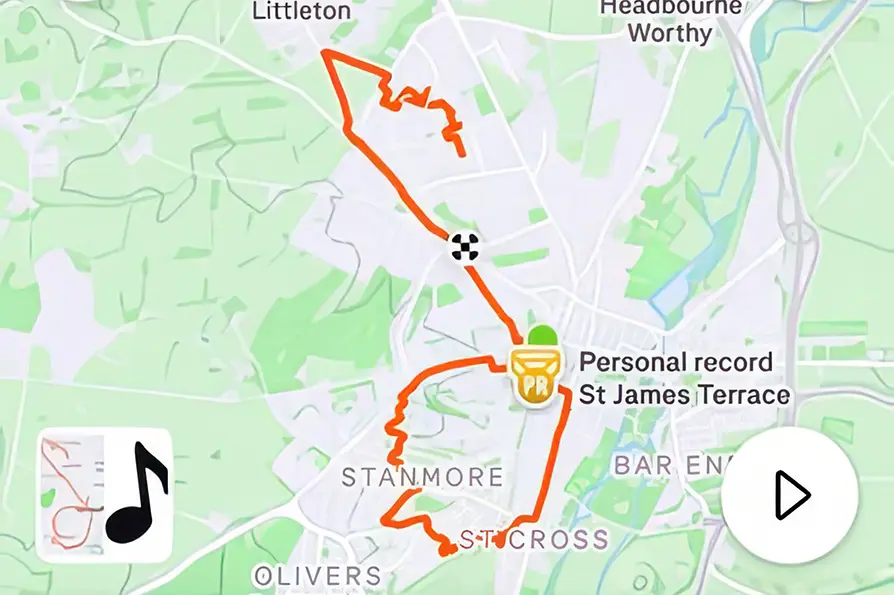 Note als Strava-Kunst