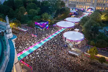 Rendering: Eurovision Village 2026 am Wiener Rathausplatz