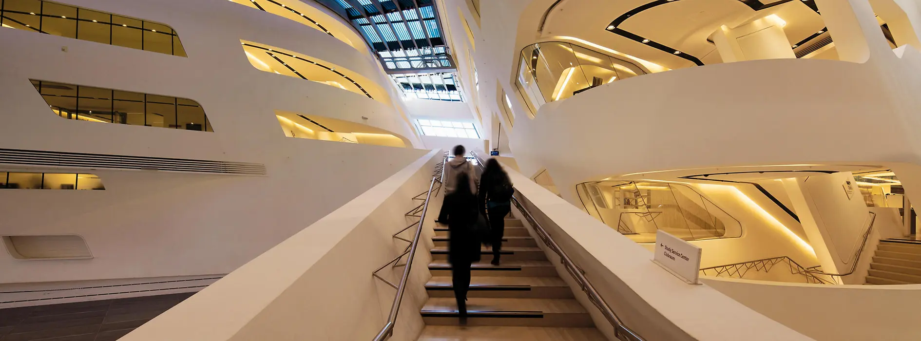 Staircase in the library at the Vienna University of Economics and Business (WU), WU Campus