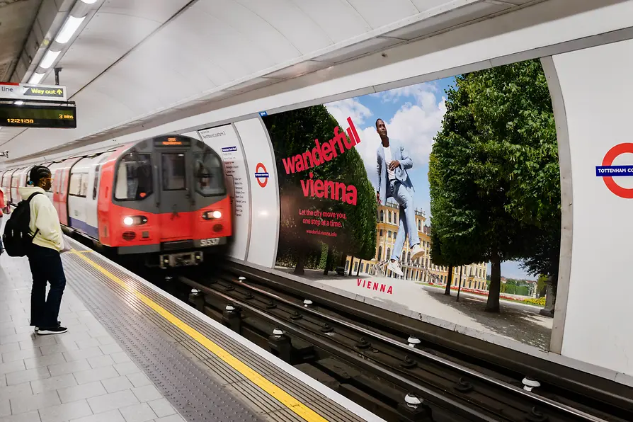Werbesujet Wien in Londoner U-Bahn-Station