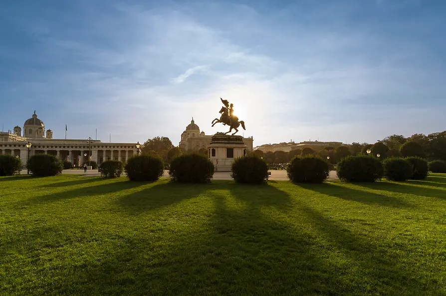 Heldenplatz, shot of the equestrian statue of Archduke Charles