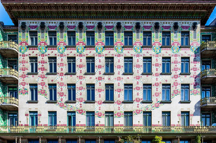 Wienzeile-Häuser, Jugendstil Fassade, Majolikahaus