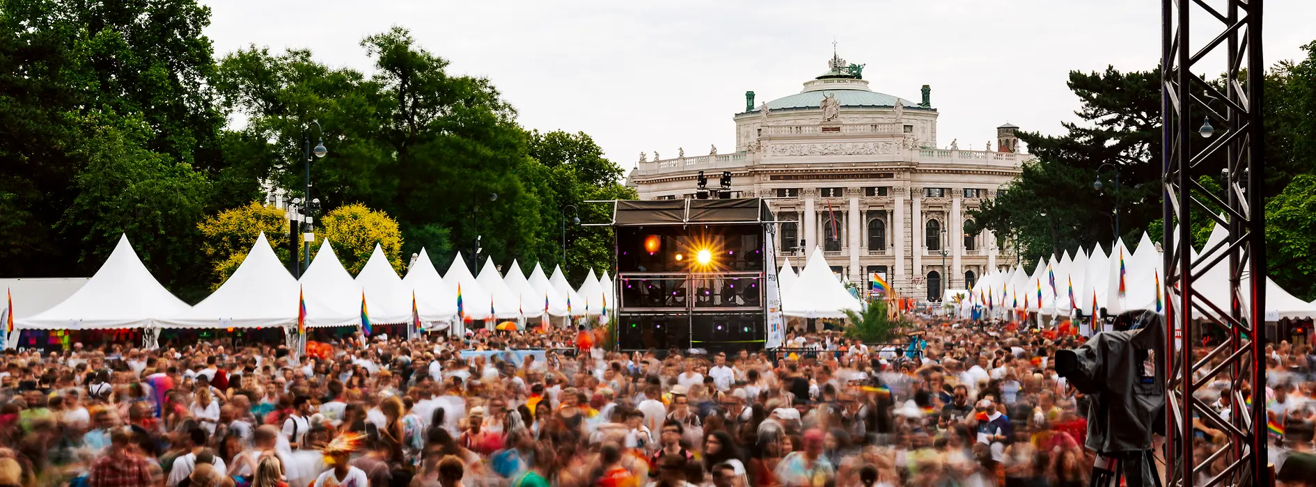 Rainbow Parade on City Hall Square with a view of the Burgtheater 