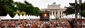 Rainbow Parade on City Hall Square with a view of the Burgtheater 