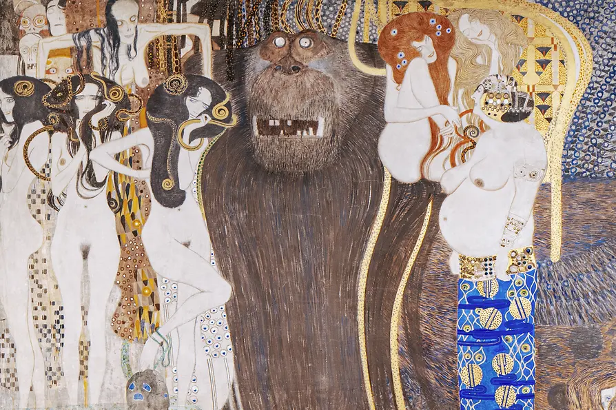 Gustav Klimt: Beethovenfries, 1901-1902 Die feindlichen Gewalten, Stirnwand