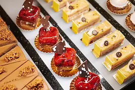 Pastry display case in Café Central