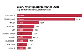 Grafik, Nächtigungen Jänner 2019