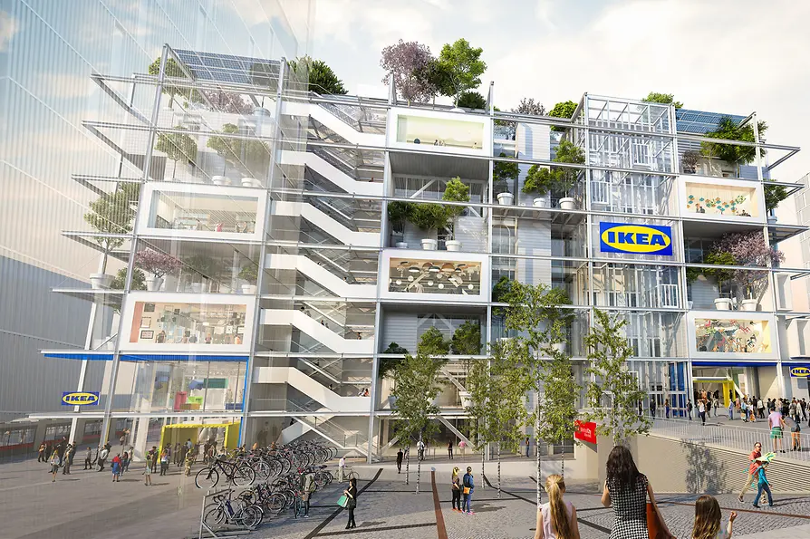 Ikea Westbahnhof, exterior view, rendering