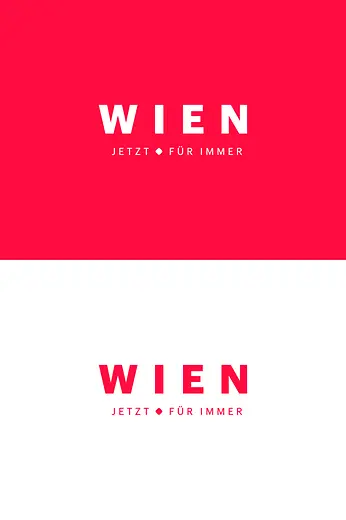 Marke neu, Logochart, Hochformat, deutsch, \"Wien - jetzt - für immer\"