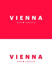 Marke neu, Logochart, Hochformat, englisch, "Vienna - now - forever"