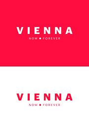 Marke neu, Logochart, Hochformat, englisch, "Vienna - now - forever"