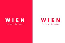 Marke neu, Logochart, Querformat, deutsch, "Wien - jetzt - für immer"