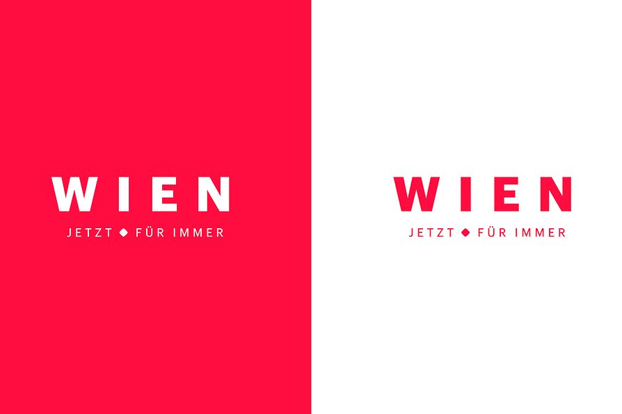 Marke neu, Logochart, Querformat, deutsch, "Wien - jetzt - für immer"