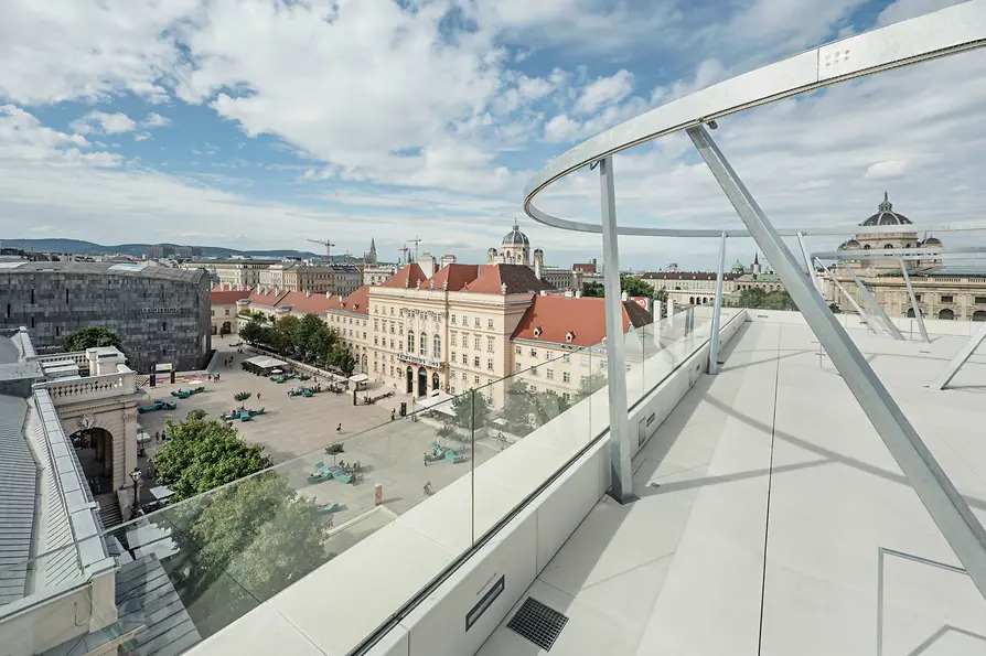 Rooftop terrace on the Leopold Museum in Vienna’s MuseumsQuartier
