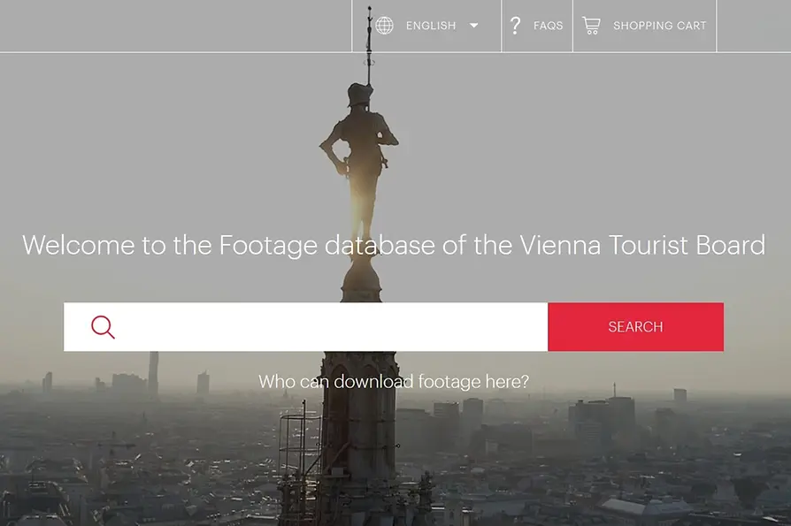 Screenshot, footage data base of the Vienna Tourist Board, Login
