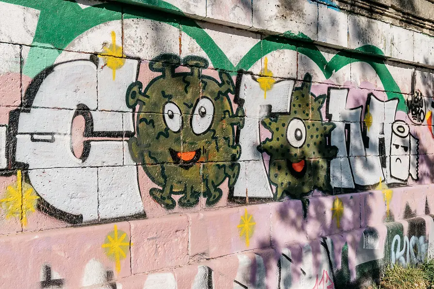 WienTourismus / Gregor Hofbauer Coronavirus street art along Vienna's Danube Canal