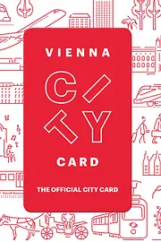Vienna City Card. Zeichnung von Wiener Sehenwürdigkeiten und Verkehrsmitteln