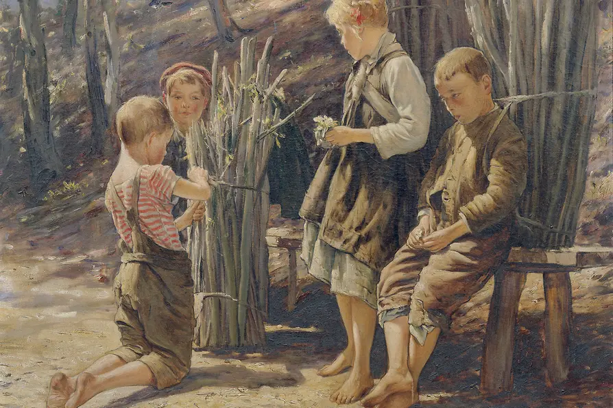 Anton Filkuka: Children collecting wood, 1925 