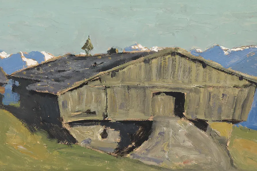 Kunsthandel Freller Painting: Alfons Walde, Kitzbühel, Tiroler Bauernhof (Trolean farm), 1920