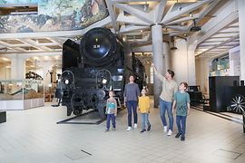 Technical Museum: steam locomotive, family