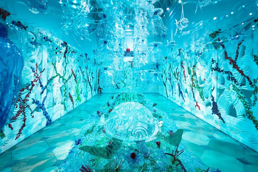 Installation by George Nuku, Bottled Ocean 2122, Theseus Temple