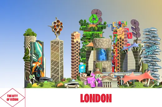 Animation einer Stadt der Zukunft von London