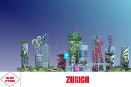 Animation einer Stadt der Zukunft von Zürich