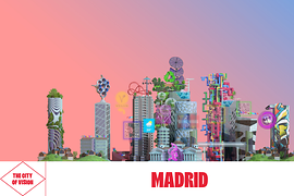 Animation einer Stadt der Zukunft von Madrid