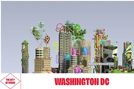 Animation einer Stadt der Zukunft von Washington DC