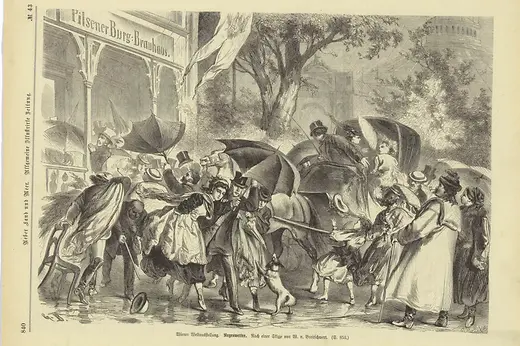 Illustration \"Vienna World Exhibition. Rainy weather\"