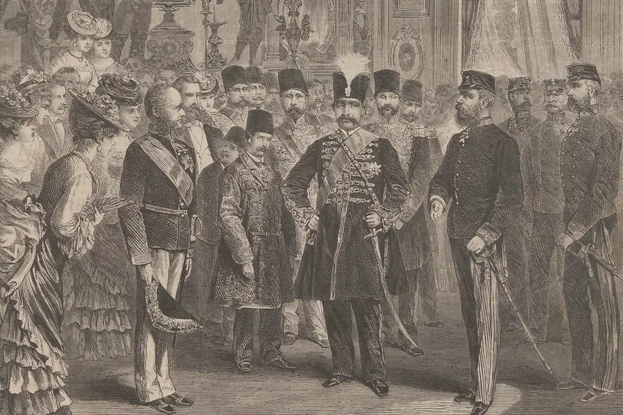 Illustration: Der Schah von Persien am 3.8.1873 bei der Wiener Weltausstellung