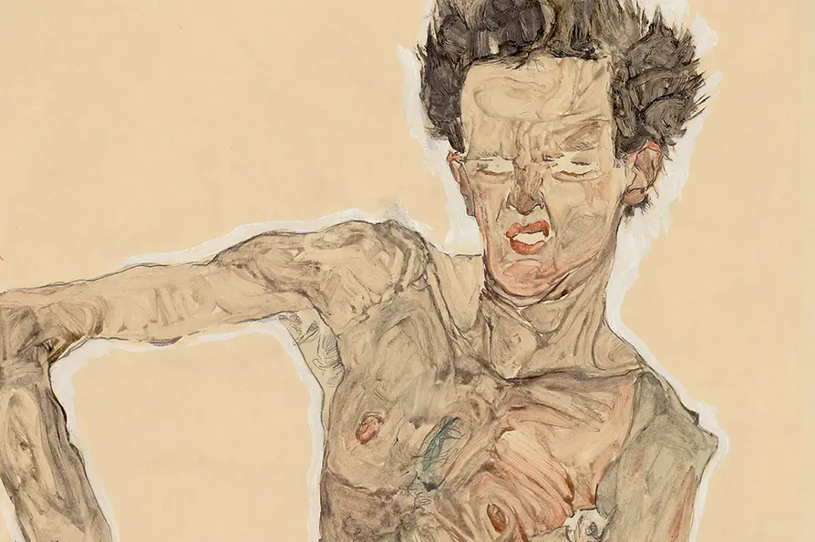 Egon Schiele: Grimacing nude self-portrait, 1910