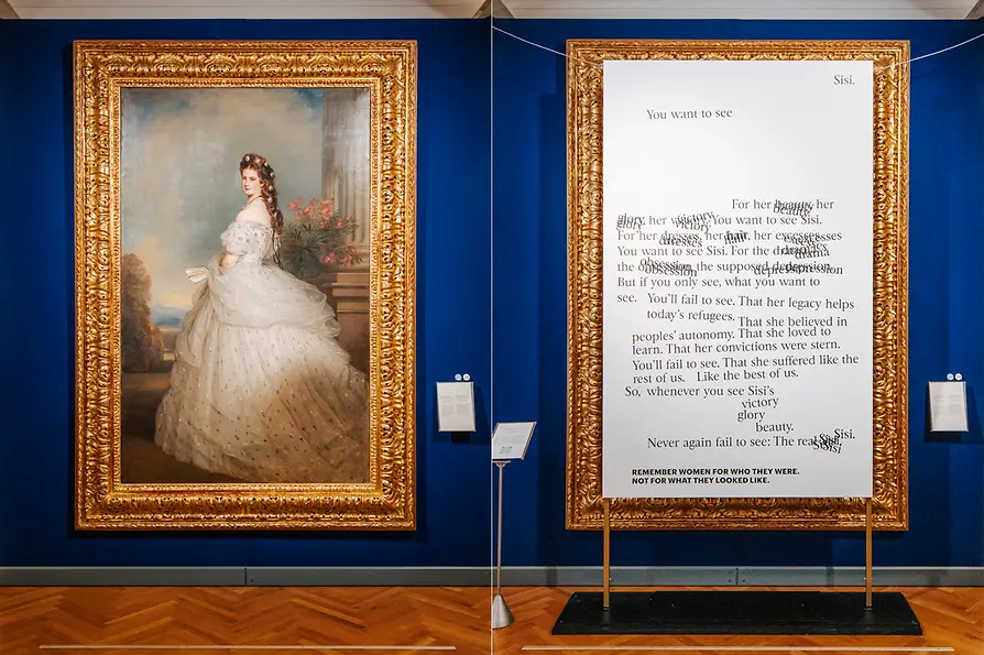 Sisi by Winterhalter 1865 vs Sisi's New Portrait at Vienna Furniture Museum