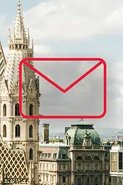 Newsletter Icon mit Wien-Panorama im Hintergrund