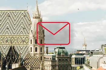 Newsletter Icon mit Wien-Panorama im Hintergrund