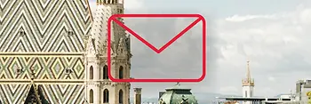 Newsletter Icon mit Wien-Panorama im Hintergrund