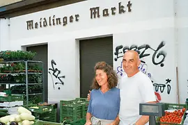 Meidlinger Markt, Marktstand, Gemüse, Verkäufer