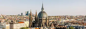 Blick von einer Terrasse auf Wien