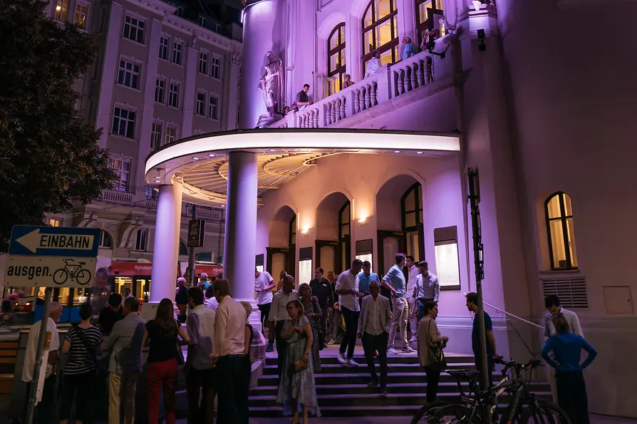 Vienna Volksoper, exterior view, evening