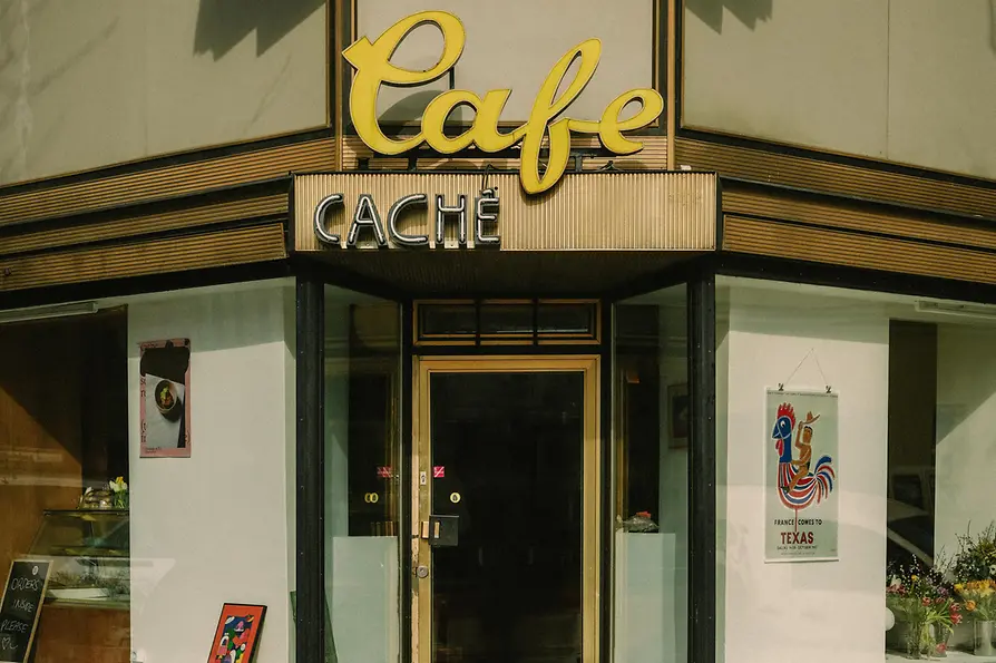 Café Caché, exterior view, entrance