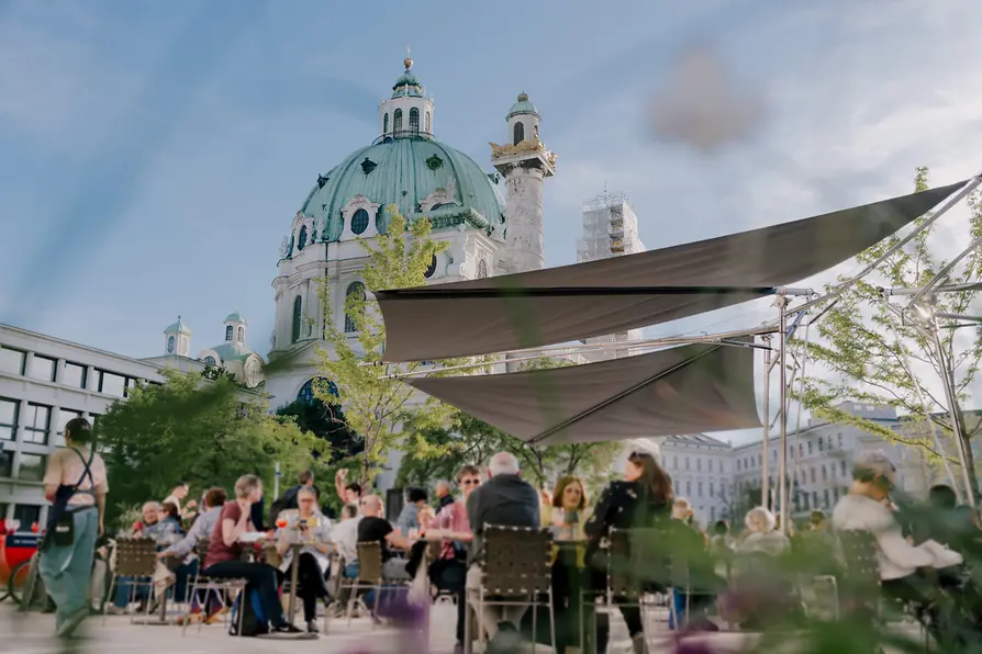 Restaurant, Trude & Daughters, Vienna Museum, terrace, St. Charles Church