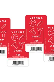 Tarjeta de la ciudad de Viena. Ilustración de cuatro tarjetas: 24 horas, 48 horas, 72 horas y 7 días