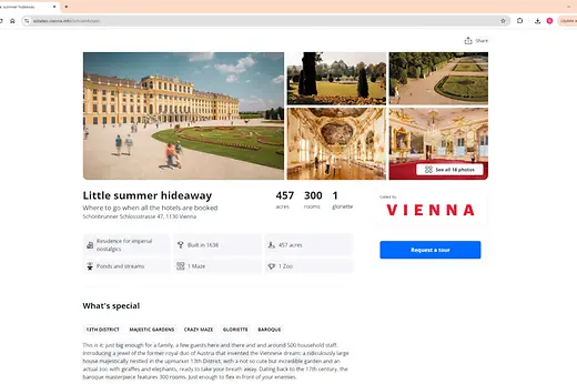 Screenshot Zillow Landingpage Schönbrunn