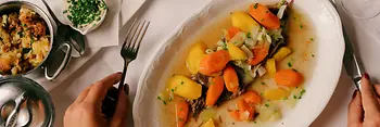 Tafelspitz with side dishes on a laid table