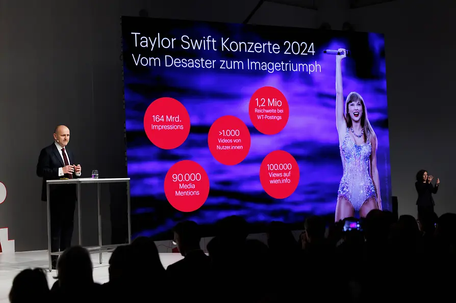 WienTourismus/Rainer Fehringer Norbert Kettner Präsentation bei der Wiener Tourismuskonferenz 2024